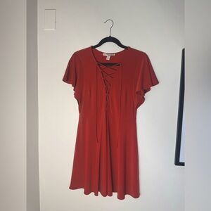 Lace up rust Color dress